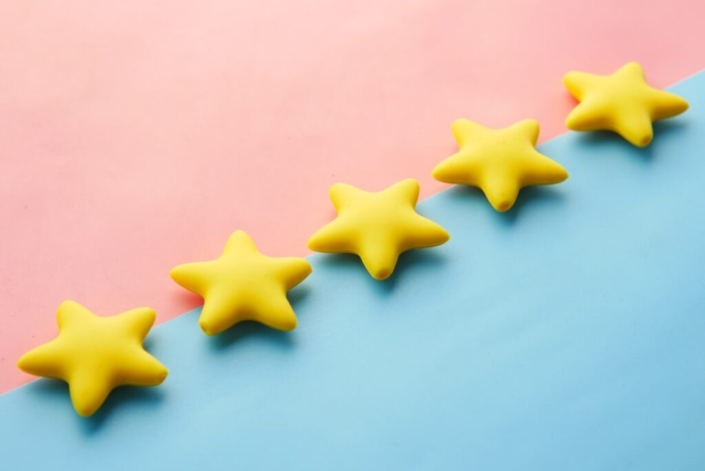 Five yellow star ratings representing social proof and customer trust signals